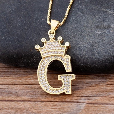 Nidin Luxury A-Z Crown Alphabet Pendant Chain