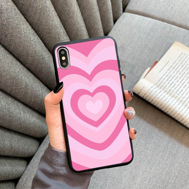 Cute Hot rainbow Heart shape Love soft silicon phone case For iphone