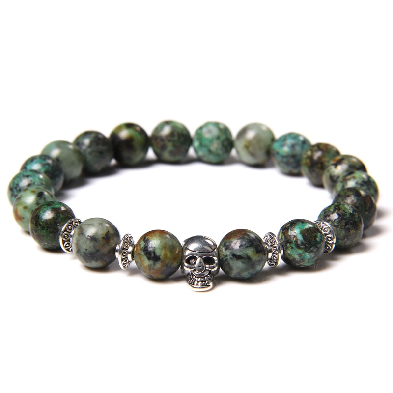 Unisex Skull Bracelets Natural Stone Tiger Eye Bracelet