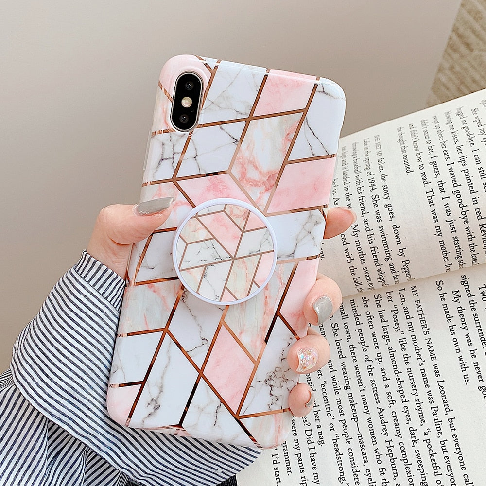 LOVECOM Electroplated Marble Phone Case For iPhone