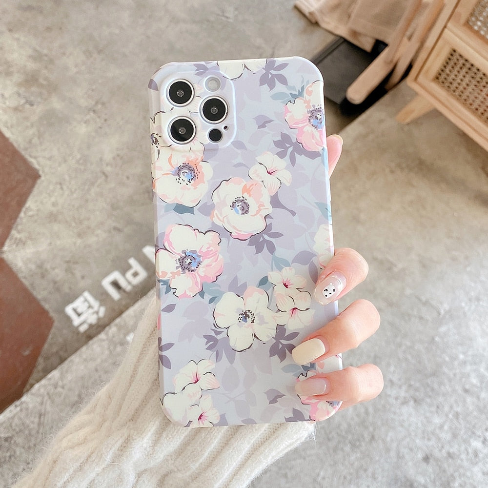 Vintage Flower & Bird Square Phone Case For iPhone