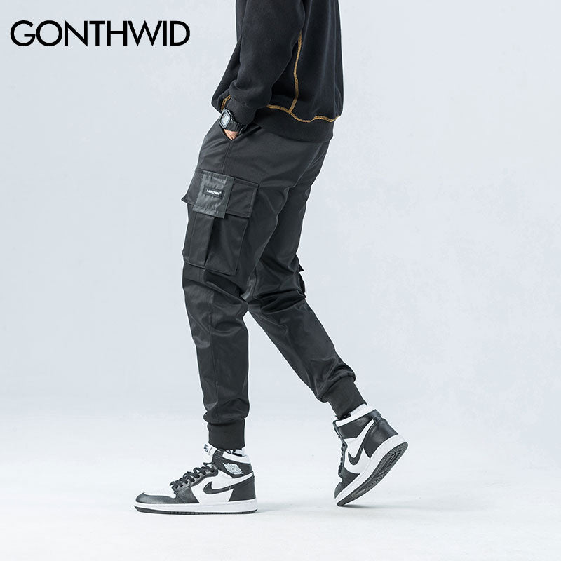 Men's GONTHWID Side Zipper Pockets Cargo Harem Joggers Pants