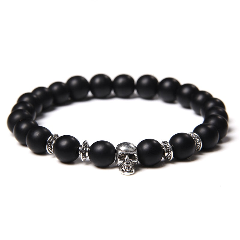 Unisex Skull Bracelets Natural Stone Tiger Eye Bracelet