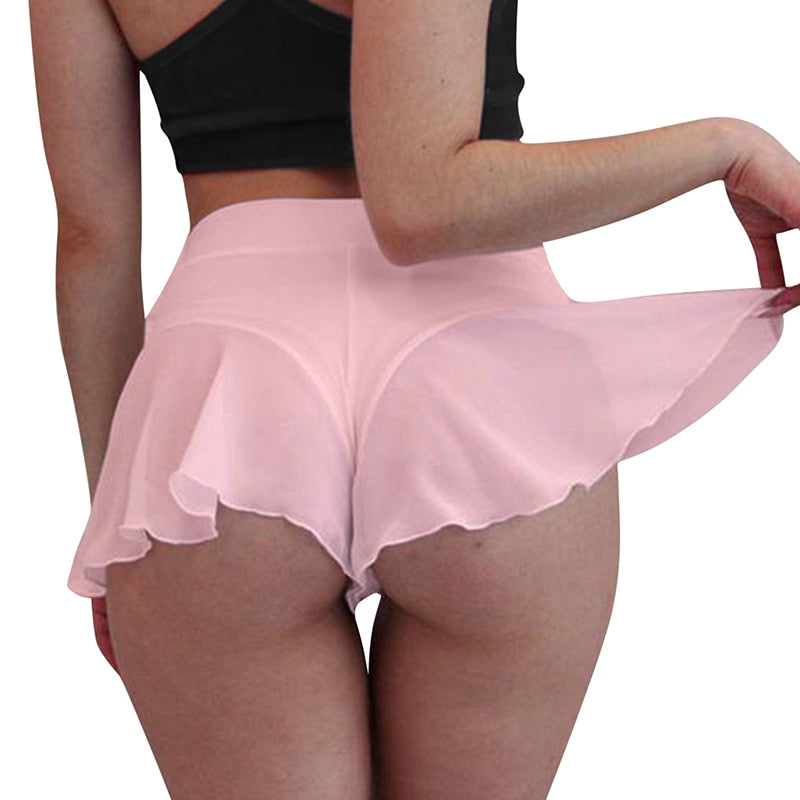 Women Summer Shorts Fitness Sexy Veil Skirt