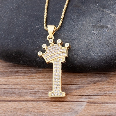 Nidin Luxury A-Z Crown Alphabet Pendant Chain