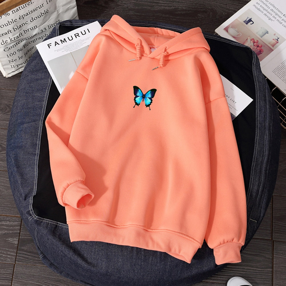 Women Butterfly Print Graphic Hoodie