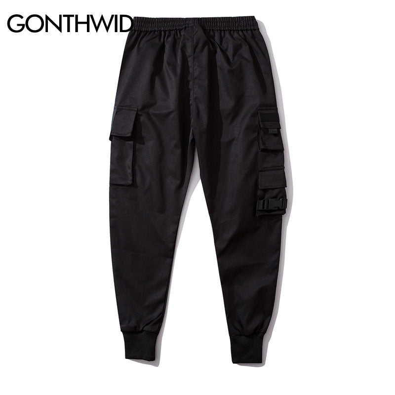 Men's GONTHWID Side Zipper Pockets Cargo Harem Joggers Pants