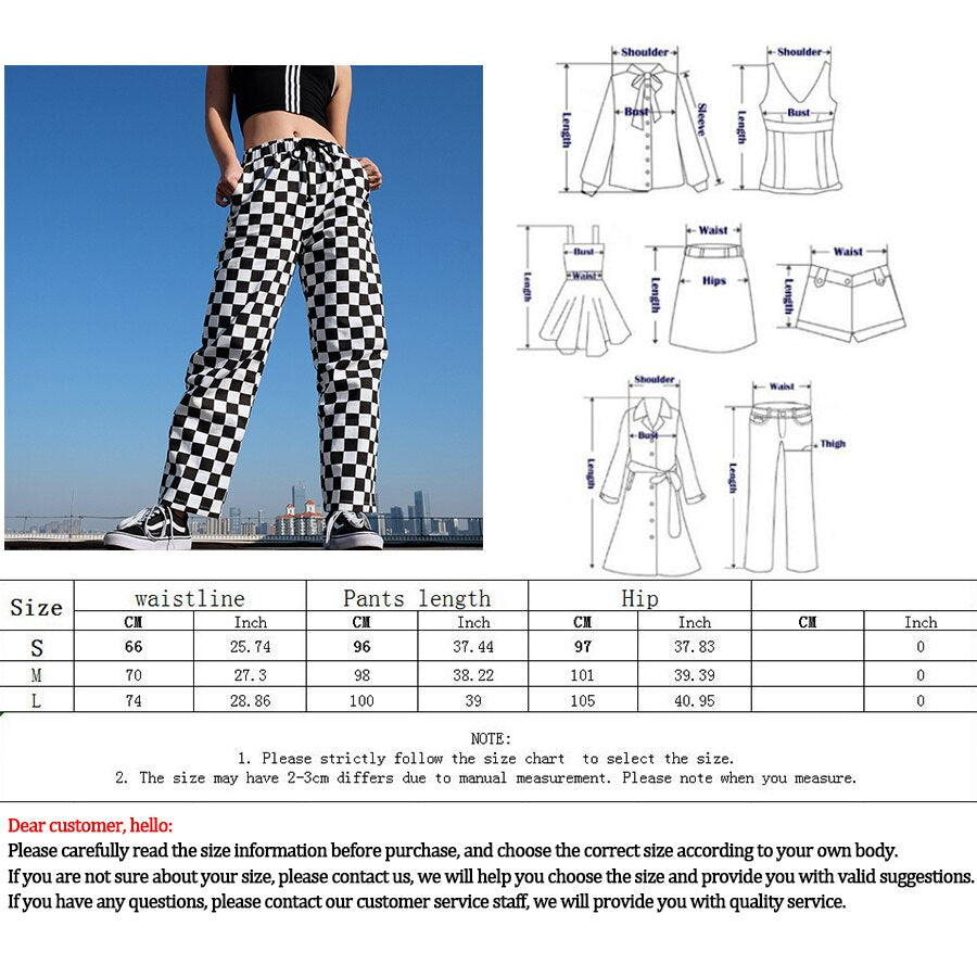 Womens Fashion Lattice Trousers Street Clothing High Waist Straight Pants