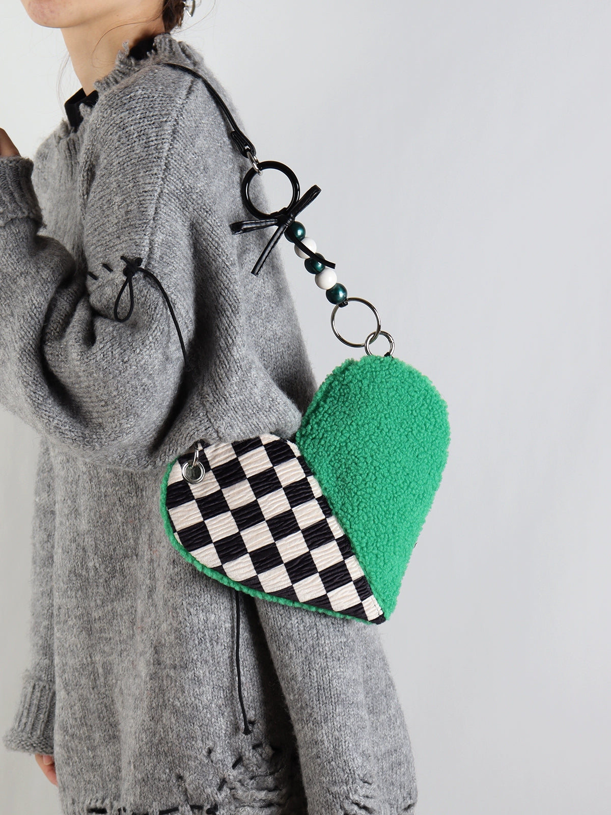 Suta Chessboard Plaid Heart Underarm Bag