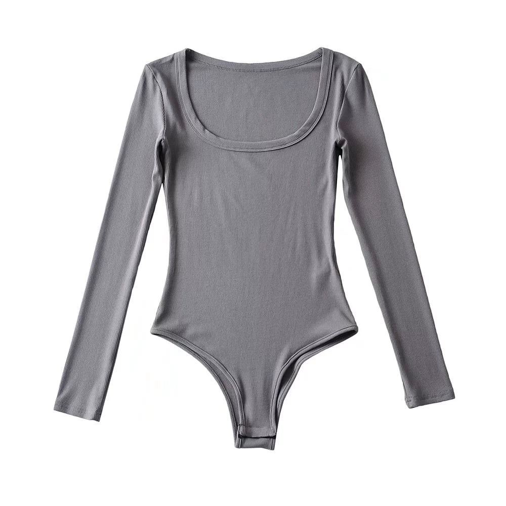 Womens Fashion Sexy U-Neck Long-Sleeved Top Suit