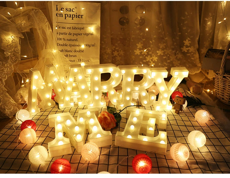 Qixi Confession Valentine's Day Birthday Surprise Proposal Led Letter Lamp Romantic Room Layout Bedroom Decoration Props