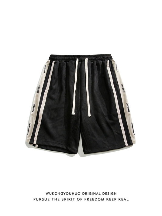 Mens Wukong Goods Patchwork Shorts Casual Suede