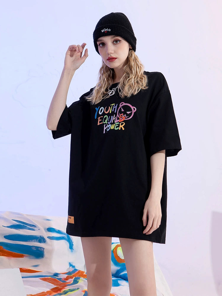 Womens Y.E.P Large Short-Sleeved Summer Retro Top T-shirt