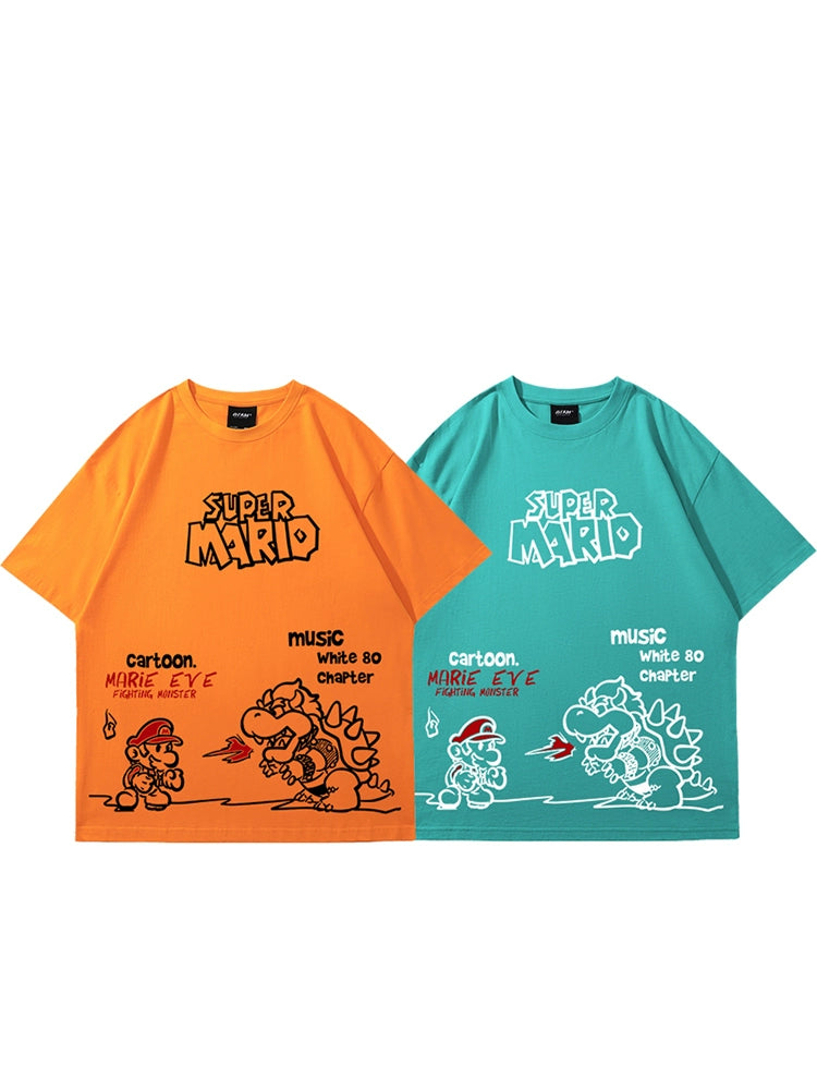 Mens Original Mario Fun Printed Half Sleeves Cartoon