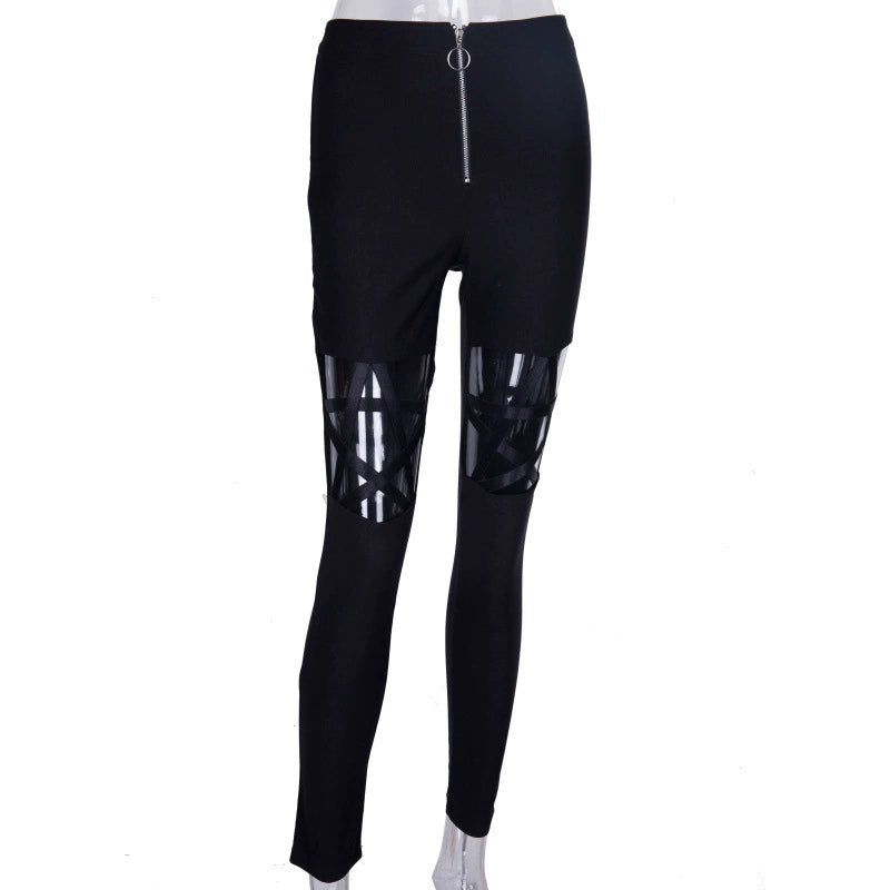 Womens High Waist Ripped Slimming Tight Zipper Bottoming Casual Pants