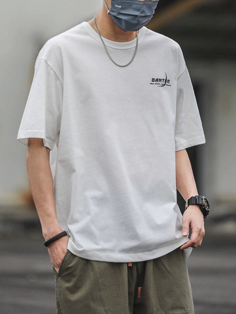 Mens Fashion Brand Japanese Style Oversized Printed Short Sleeves T-shirt