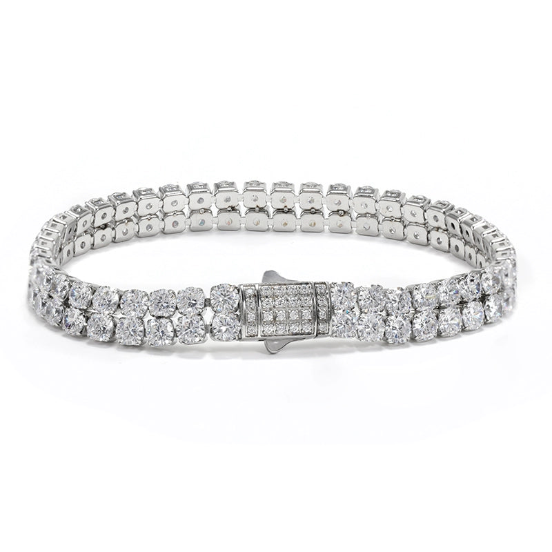 Unisex GRGR Full Diamond Hip-Hop Silver Titanium Steel Tennis Bracelet