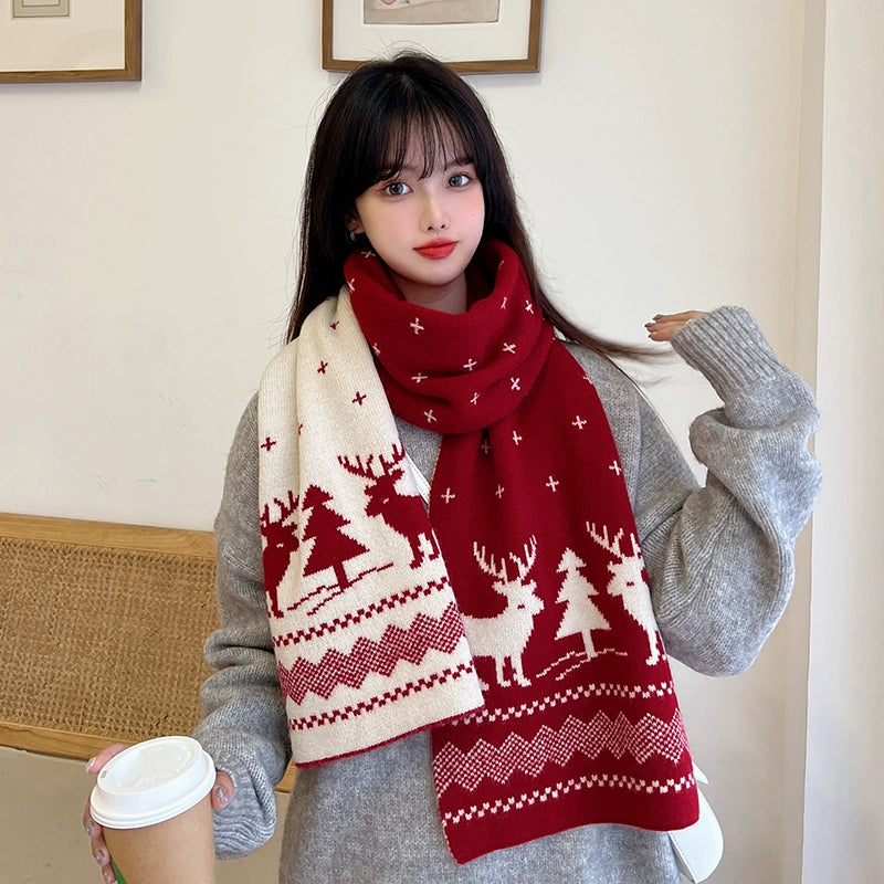 Womens Xiaolu Winter Cute Knitting Scarf Christmas