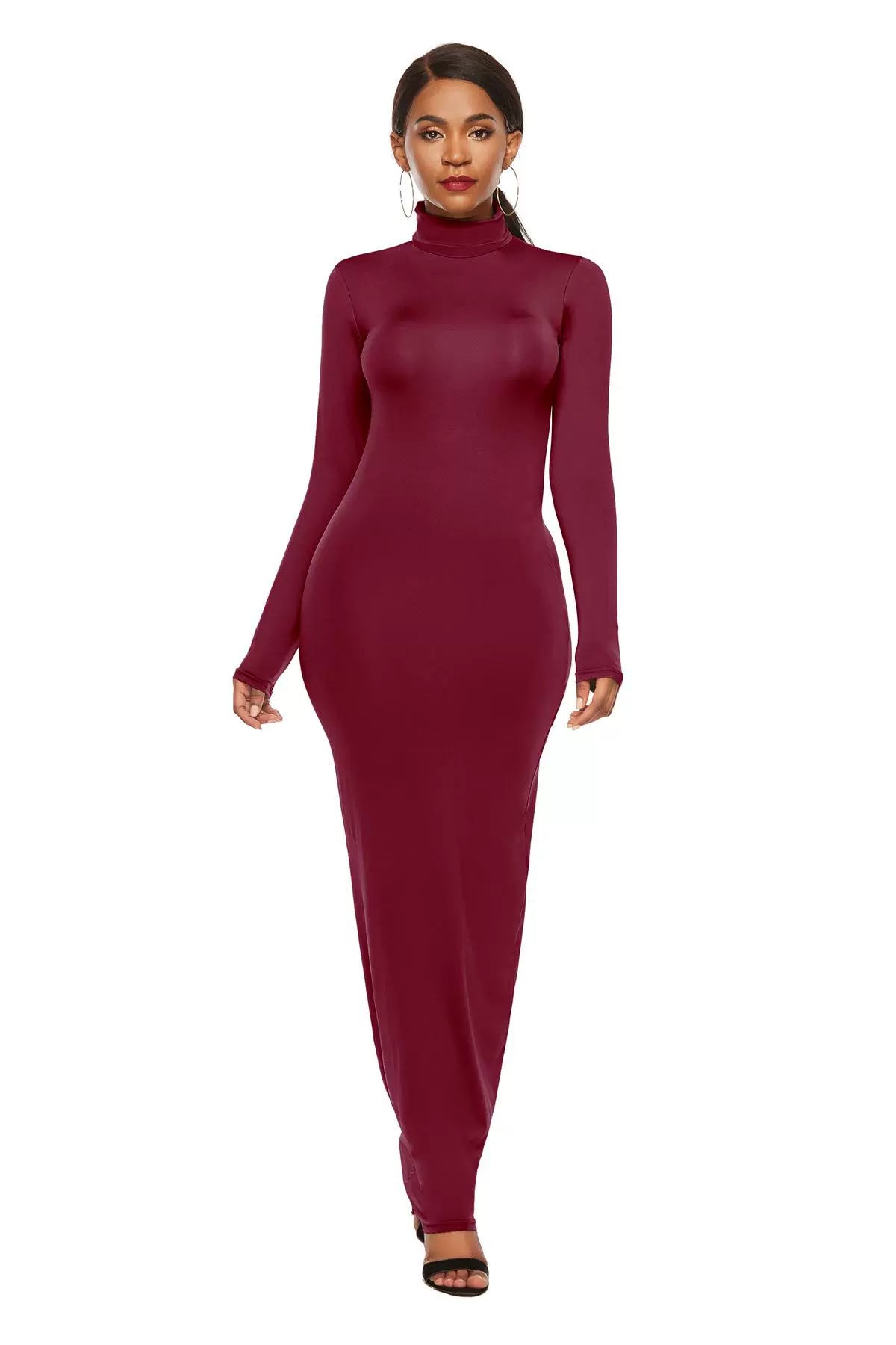 Womens Sexy Dress Autumn Slim Long Sleeve Bodycon Dress S-5XL