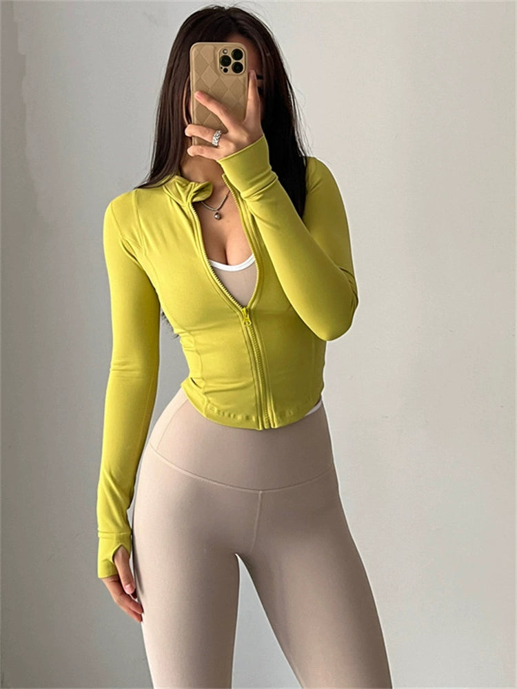 Womens Slim-Fit Long-Sleeved Yoga Jacket