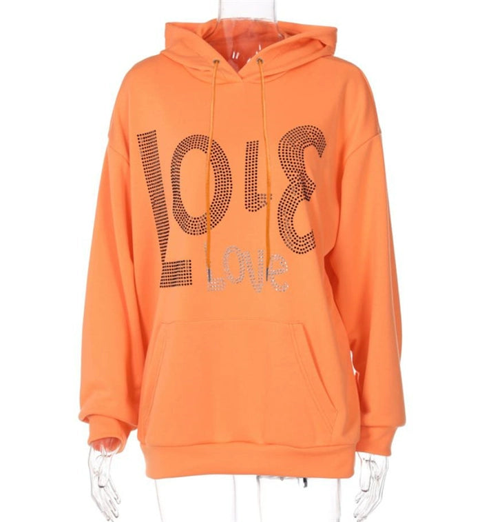 Womens Glittered out Love print hoodie