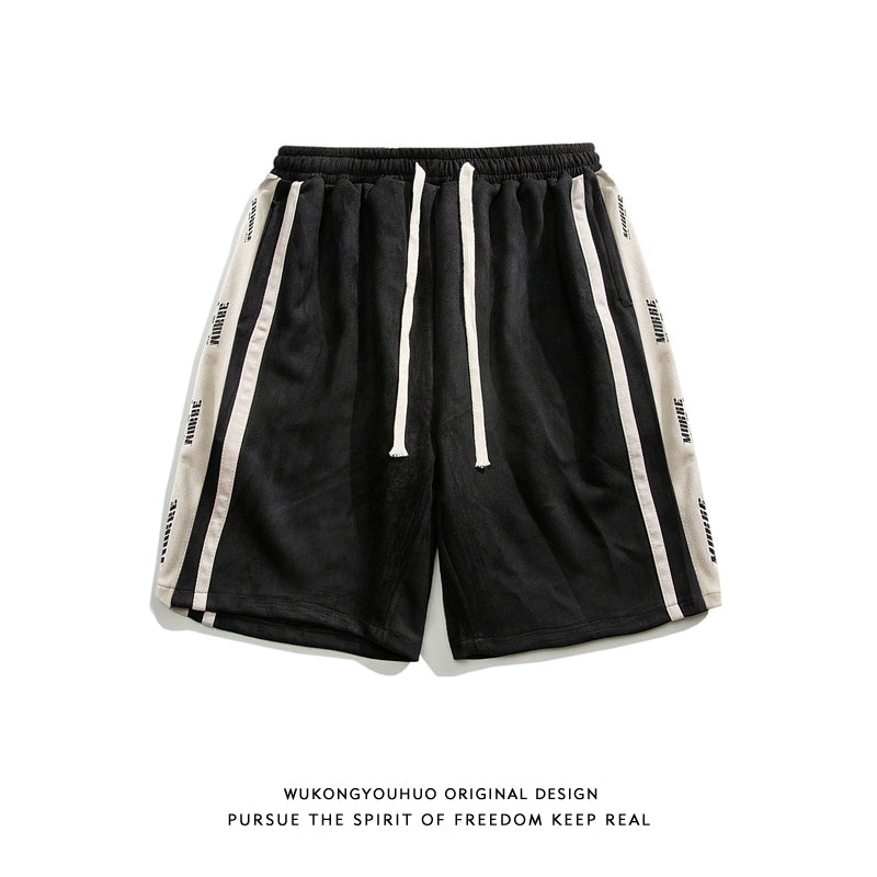 Mens Wukong Goods Patchwork Shorts Casual Suede