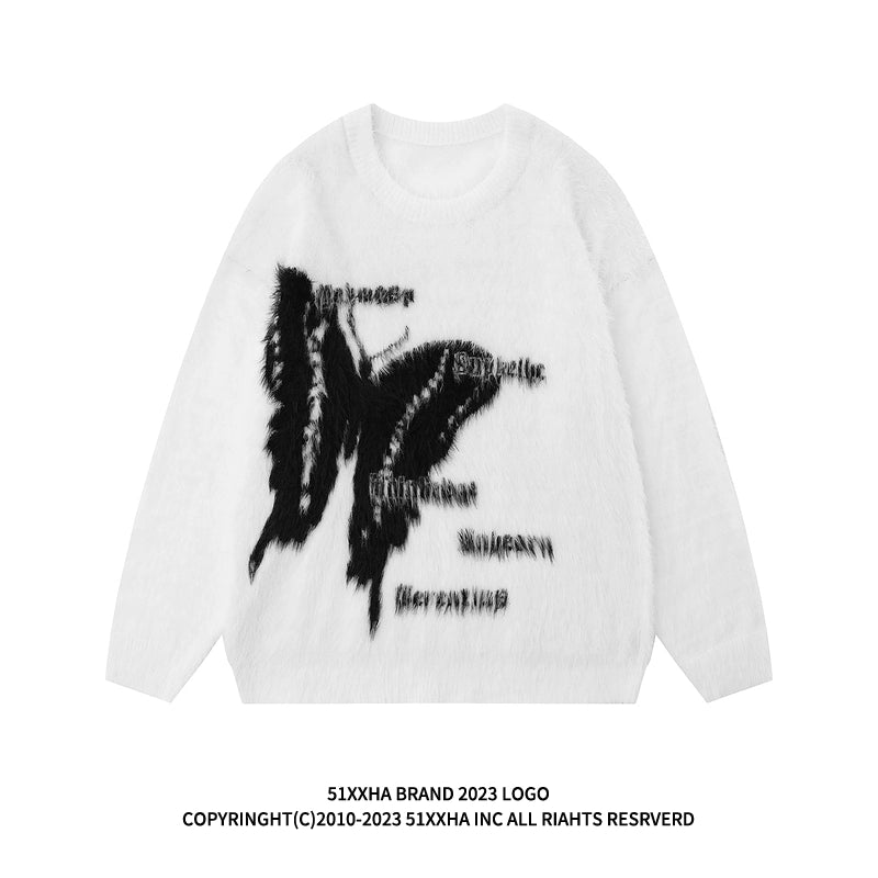 Unisex Trendy Hip Hop European and American Style Butterfly Couple Sweater Sweater