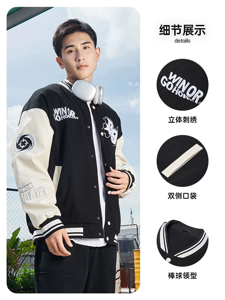 Men's RIGORER Fashion Warm Jacket Casual Cardigan Baseball Uniform