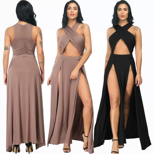 Women's Sexy 2 Piece Open Leg Long Dress