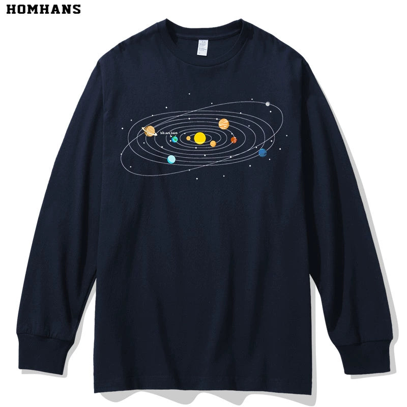 Unisex Red Korean Universe Men's and Women's Stars Sea Long-Sleeved Couple's Clothing