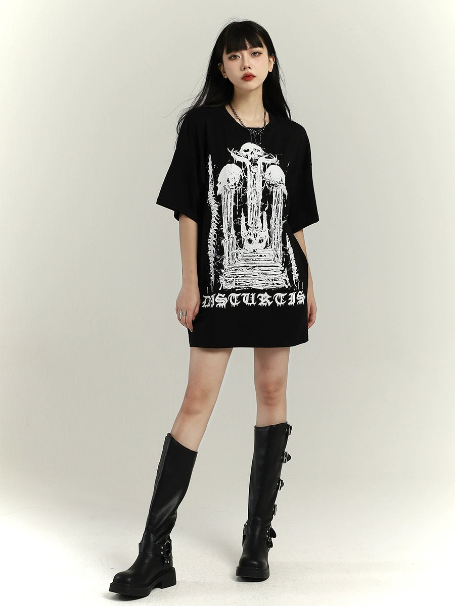 Women's Dark Short-Sleeved Sub-Culture Shirt Punk