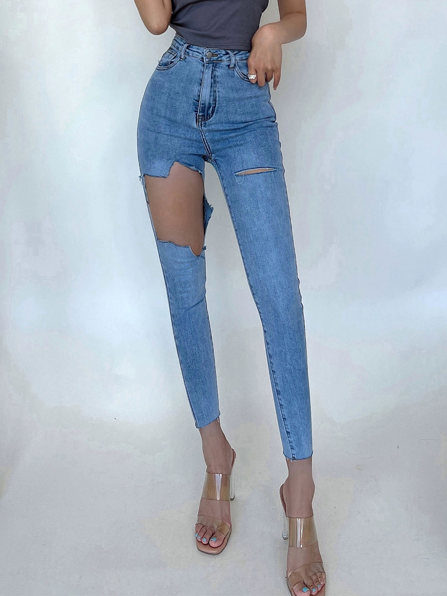 Womens European and American-Style High Waist Sexy Skinny Jeans