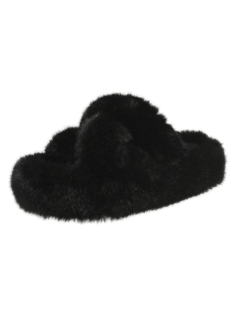 Womens Jia Slippers Women's Outer Wear All-Matching Retro Comfort Western Style Fur Slipper