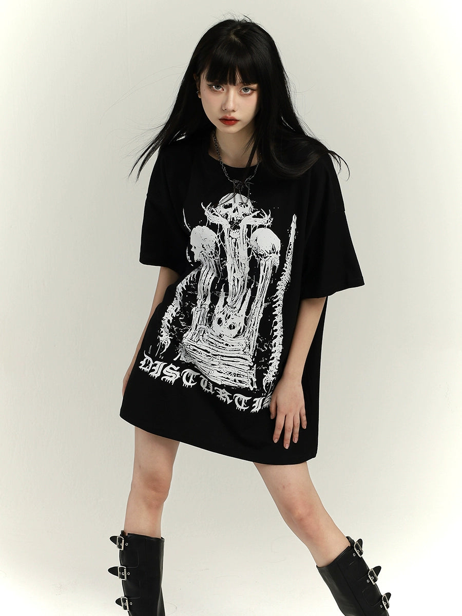 Women's Dark Short-Sleeved Sub-Culture Shirt Punk