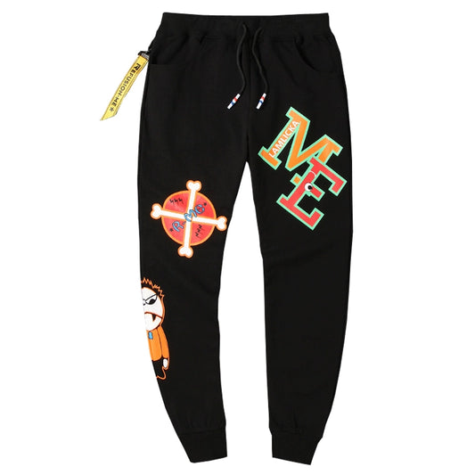 Mens Sweatpants Demon Letter Print Closed Harem Cartoon