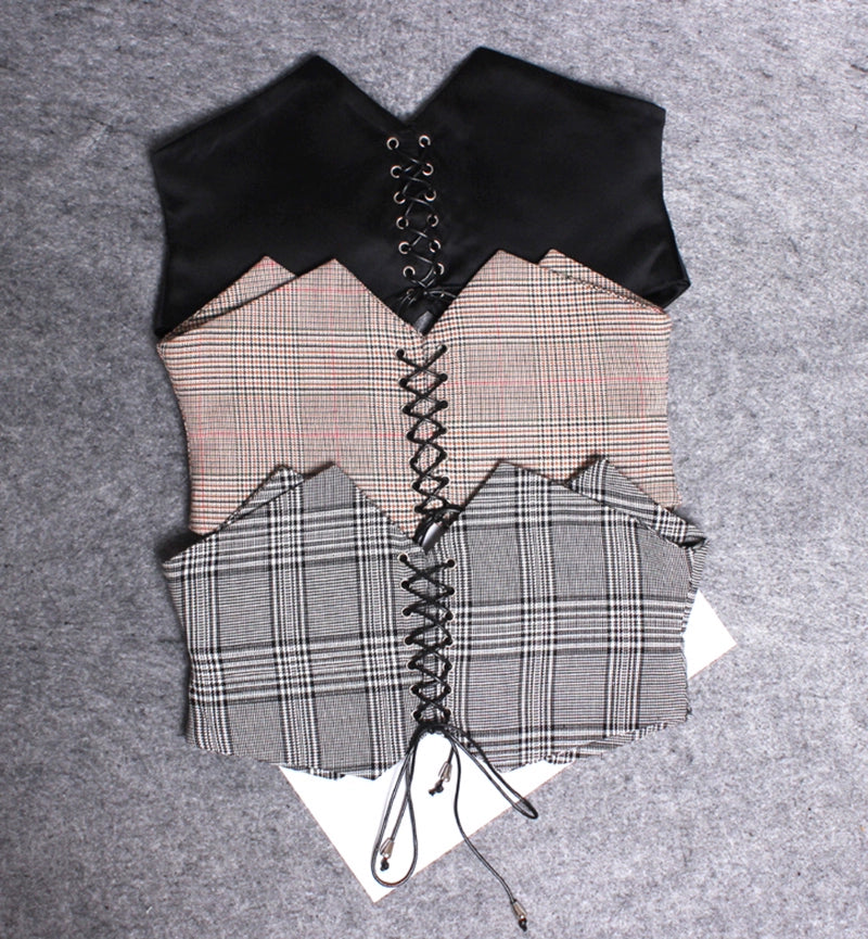 Women's European and American-Style Winter Plaid Waist Seal