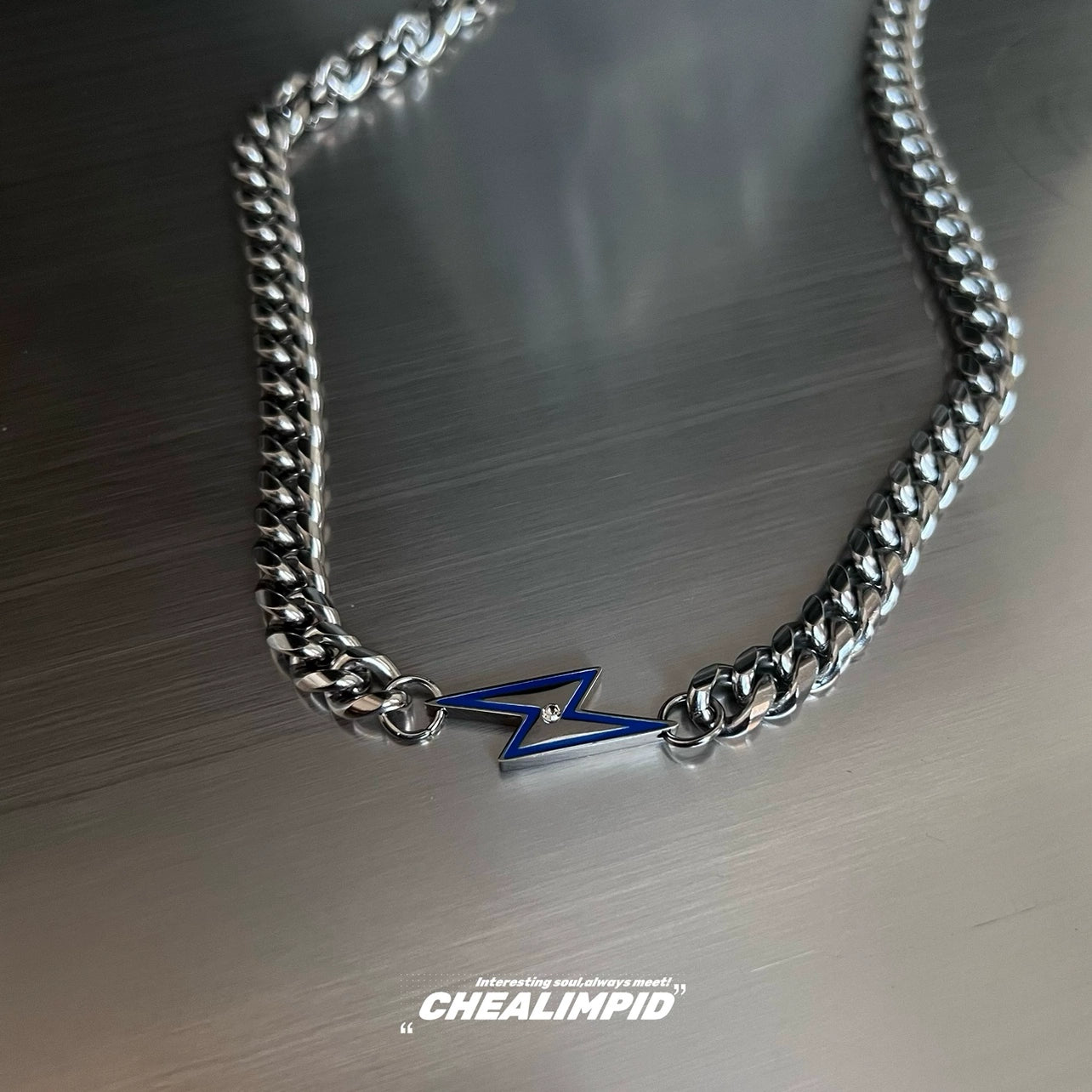 Unisex Lightning Metal Titanium Steel Cuban Necklace