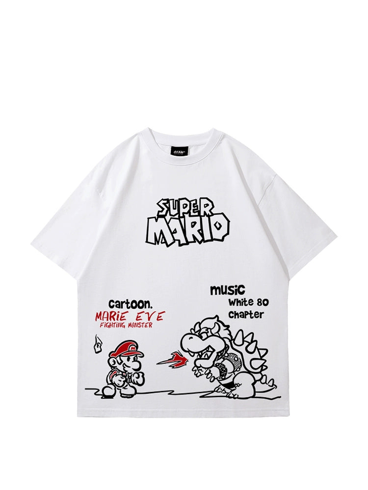 Mens Original Mario Fun Printed Half Sleeves Cartoon