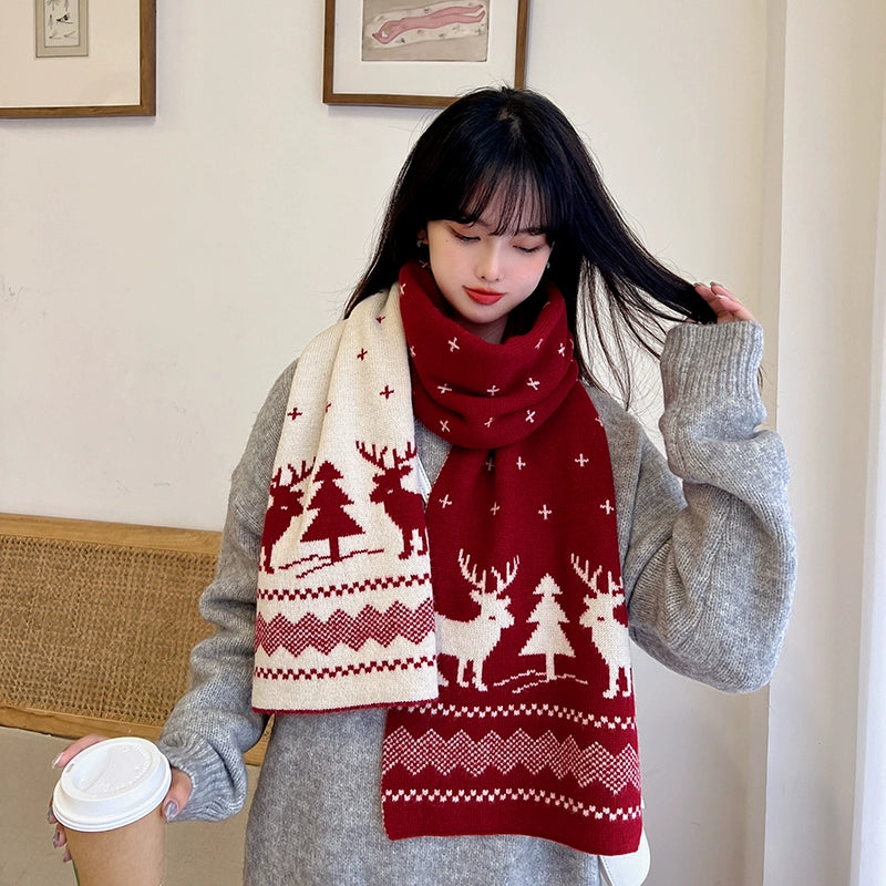 Womens Xiaolu Winter Cute Knitting Scarf Christmas