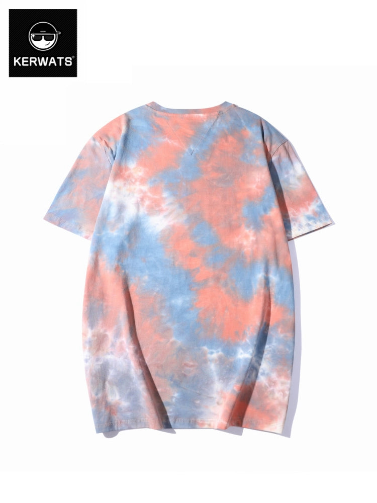 Mens Kerwats Irregular Tie-Dye Large Loose Short Sleeve