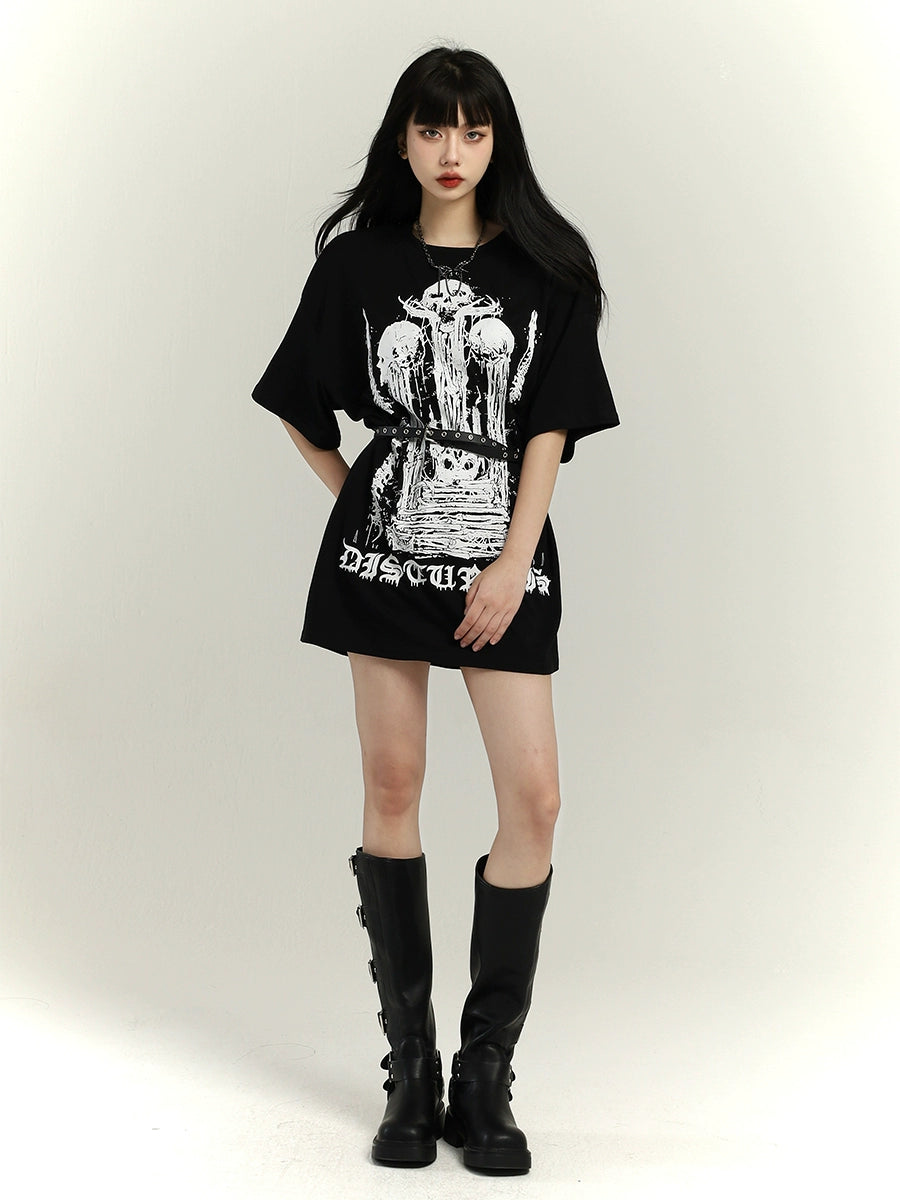 Women's Dark Short-Sleeved Sub-Culture Shirt Punk