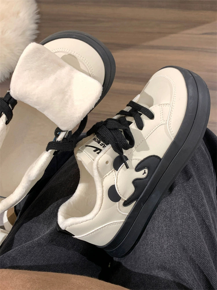 Unisex Fall Warrior Panda Niche Canvas Biscuit Shoes