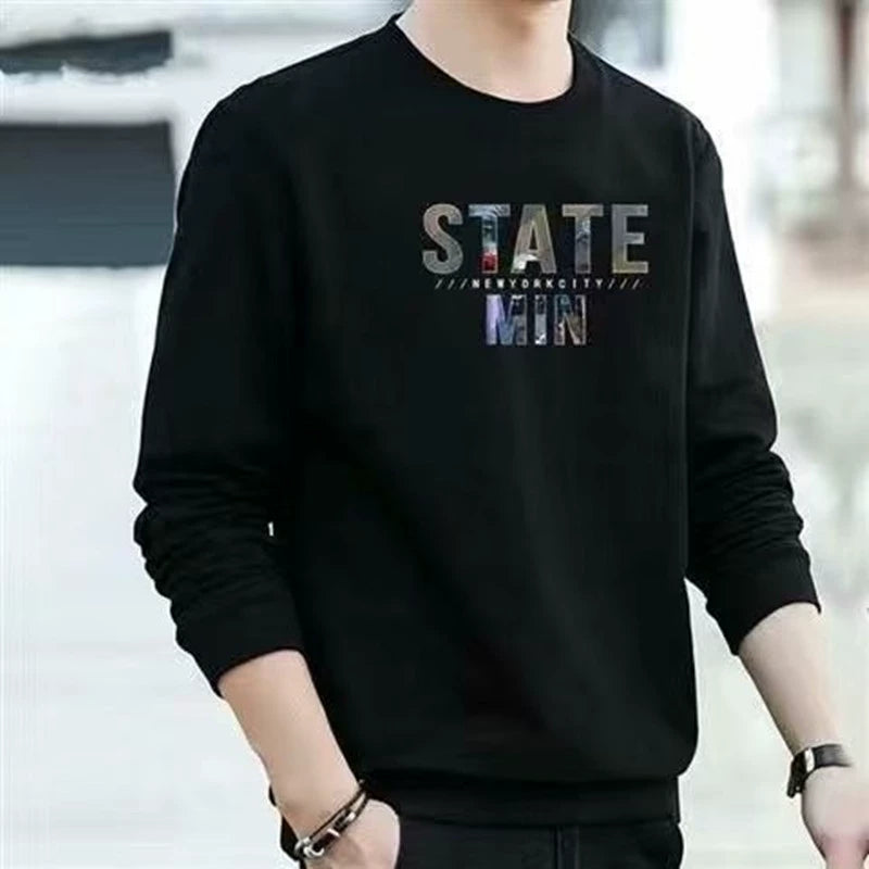 Mens Work Site Loose All-Match Long-Sleeved T-shirt