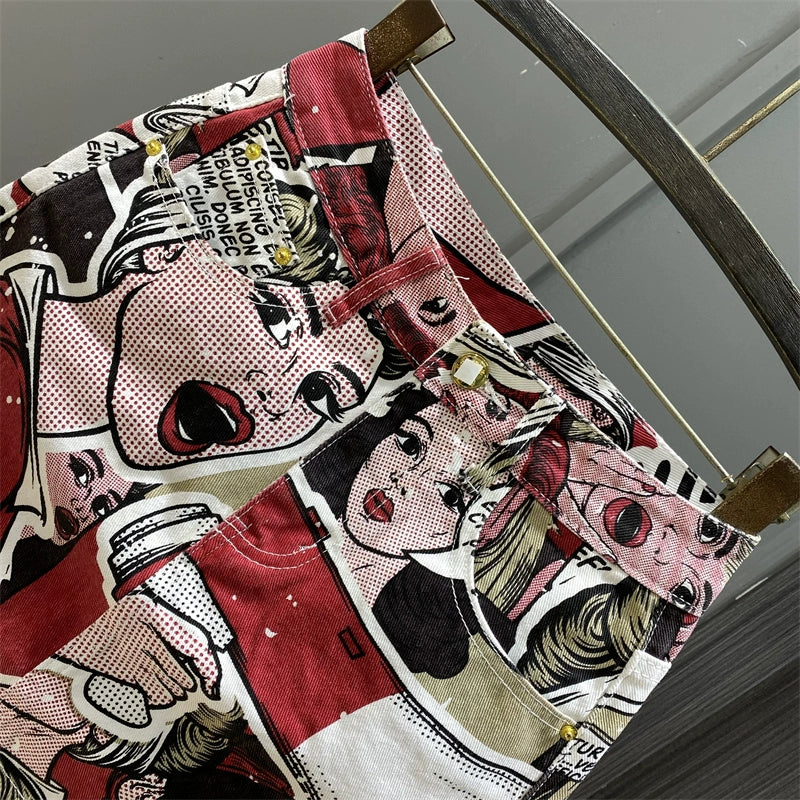 Womens Pattern Anti-Aging Elegant Print Sheath Anime Skirt