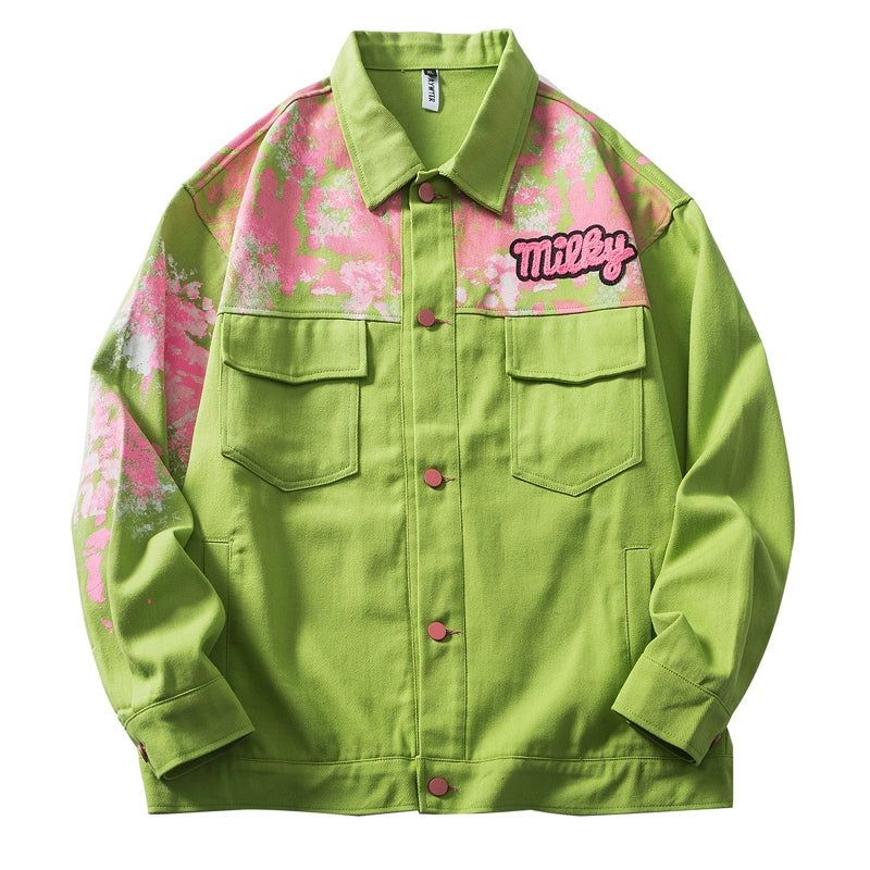 Mens Wukong Goods Harajuku Style Paint-Splashing Graffiti Baggy Coat