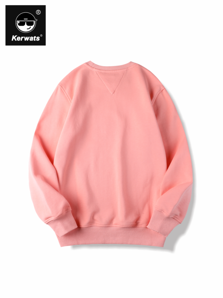 Mens Kerwats plus Size Chinese Style Pink round-Collar Sweatshirt