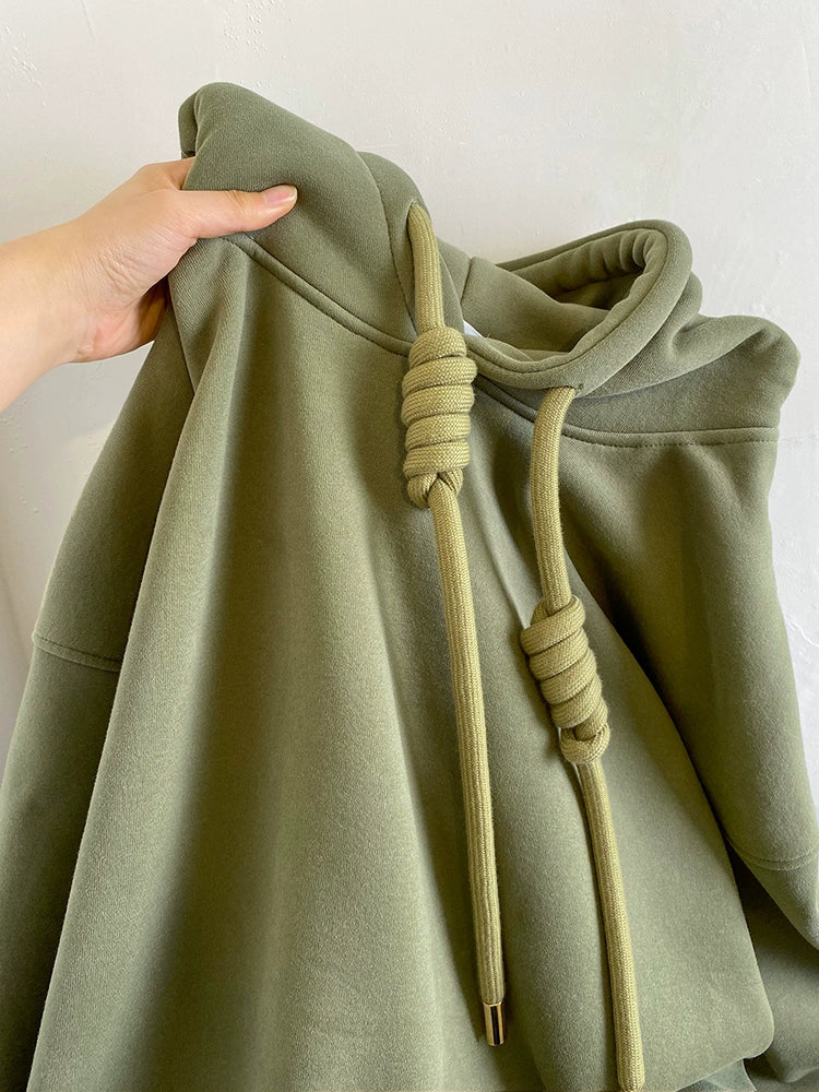 Unisex Fleece-lined Thickened Hoodie 2 American vintage Hood Loose BF Style