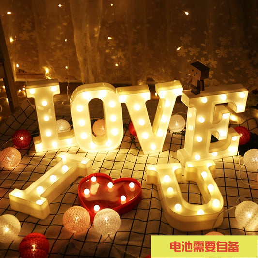 Qixi Confession Valentine's Day Birthday Surprise Proposal Led Letter Lamp Romantic Room Layout Bedroom Decoration Props