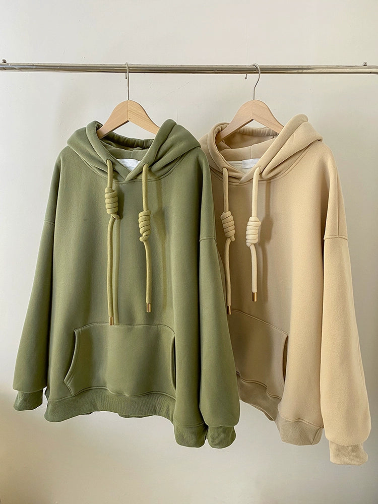 Unisex Fleece-lined Thickened Hoodie 2 American vintage Hood Loose BF Style