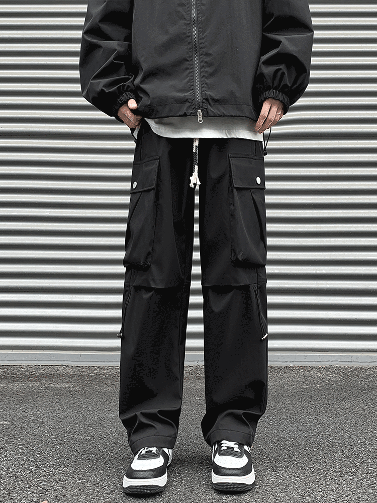 Mens Trendy High Street Outdoor Function Wide Leg Leisure Cargo Pants